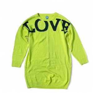 NY&Co Green Sweater dress with LOVE Text